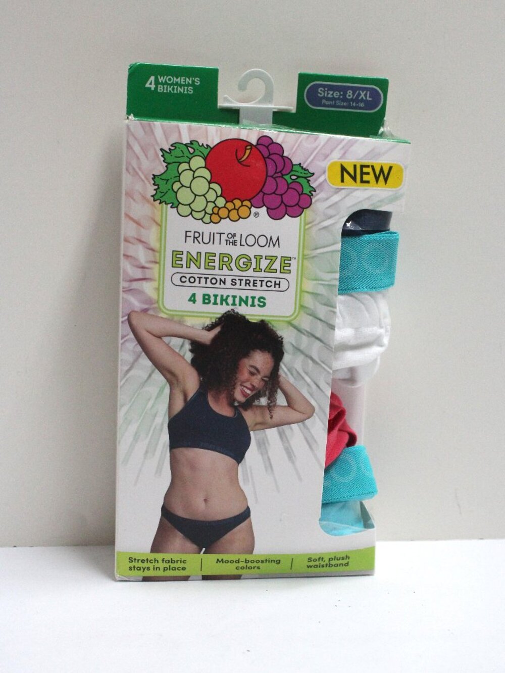 NWT Fruit of the Loom Women's Size 8 Energize Cotton Stretch Bikini Panties